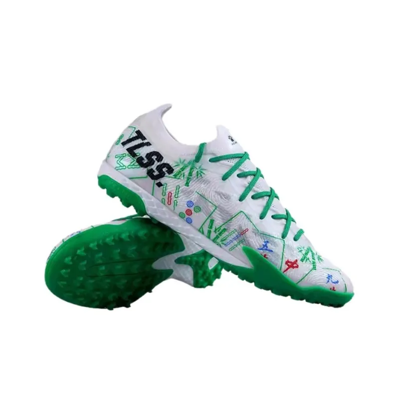 TLSS x KELME TF Rubber Broken Studs Artificial Ground Anti Slip Wear Resistant Soccer Shoes Men's White Green-3