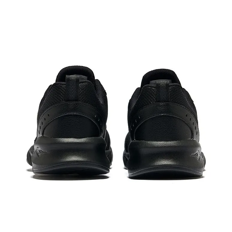 Erke Durable Breathable Low Top Running Shoes Men's Jet Black King Gold-3