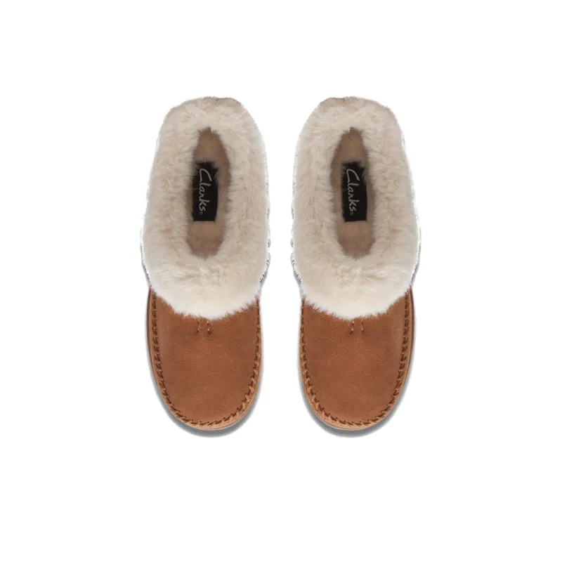 Clarks Rubber Sole Wrap-toe Slippers Women's Tan-4