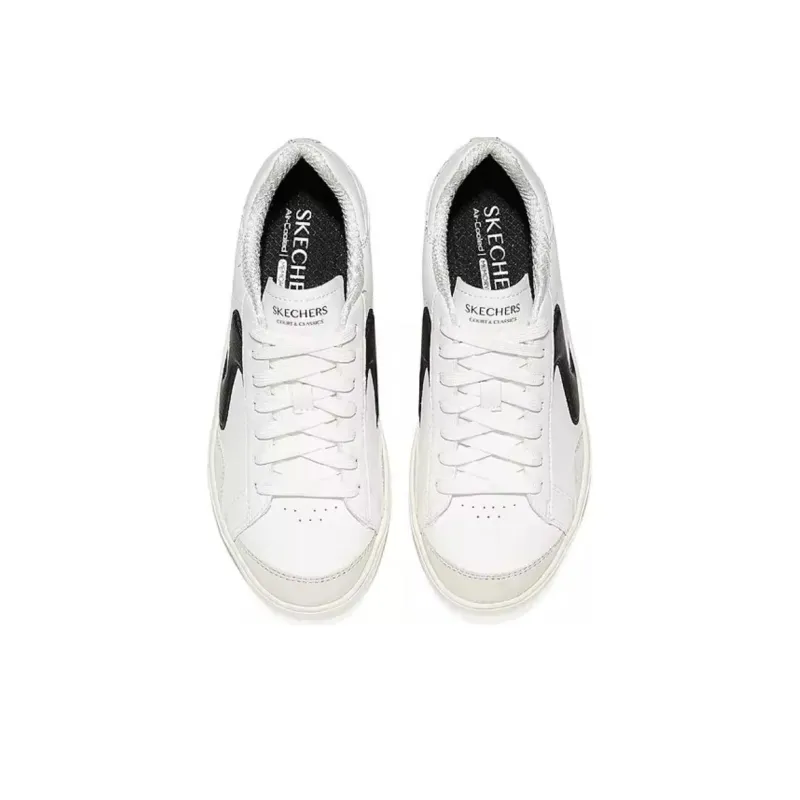 Skechers Court Classics Cushioning Lightweight Support Low Top Skateboard Shoes Women's White Black-3