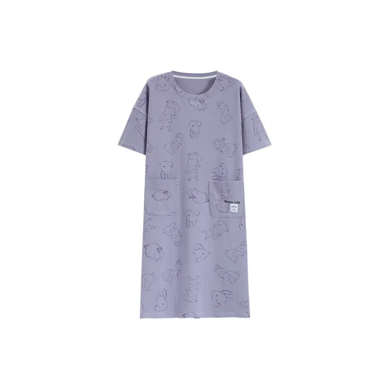 Tianmicat Nightgown Women's Purple-0