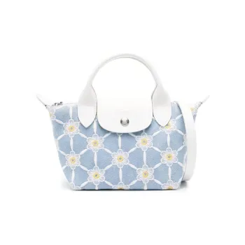 LONGCHAMP Le Pliage Washed Denim Shoulder Bag, Crossbody Bag, Handbag Extra Small Women's Sky Blue