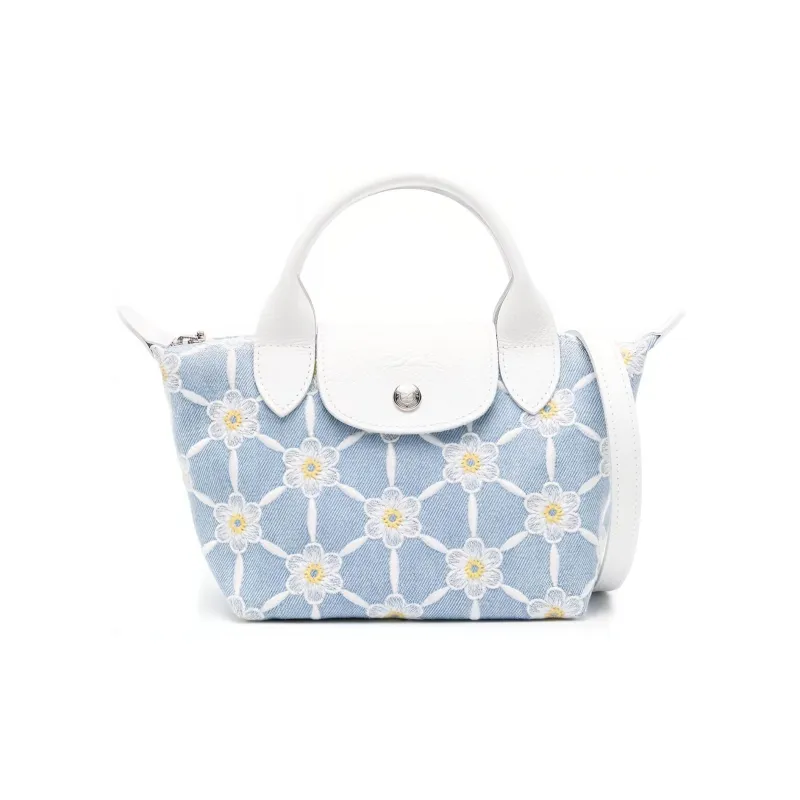 LONGCHAMP Le Pliage Washed Denim Shoulder Bag, Crossbody Bag, Handbag Extra Small Women's Sky Blue-0