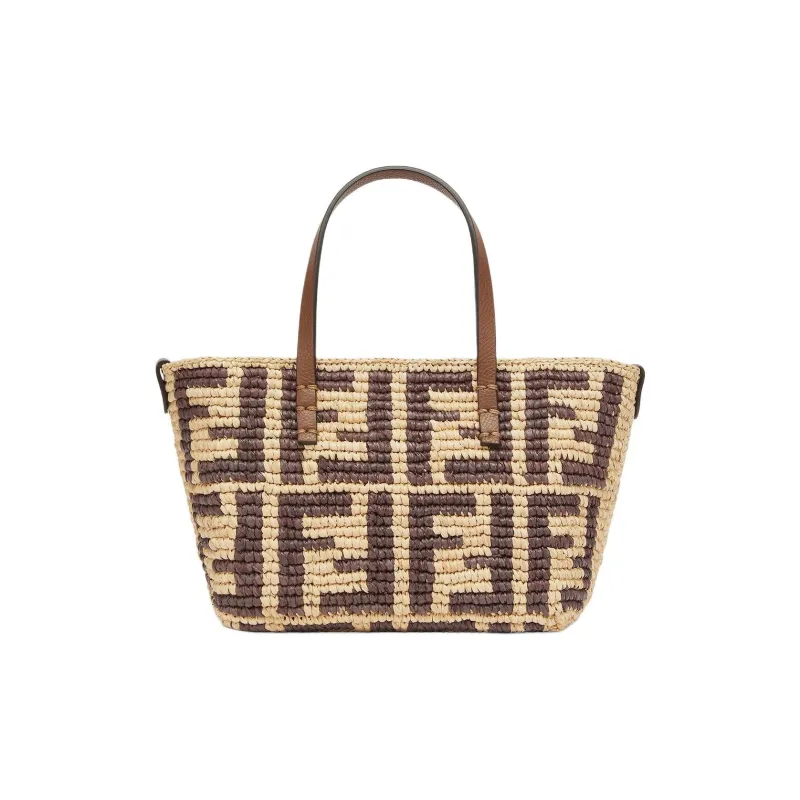 FENDI Raffia Handbag Shoulder Bag Crossbody Bag Mini Women's Brown-2