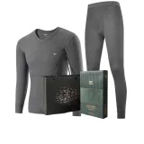 Thermal Underwear Tops+Long Johns Clothing Sets (Dark Heather Gray) 100% cotton Breathable/3A Antibacterial/Thermal