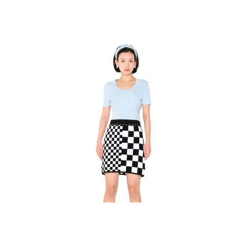 MASFER.SU Casual Short Skirts Women's Black/White Plaid