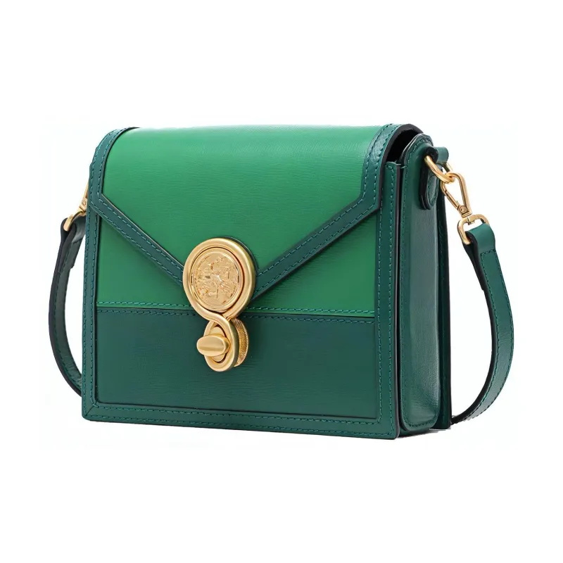 FION Cow Leather Shoulder Bag, Crossbody Bag Regular Women's Black/White, Dark Green/Green-4