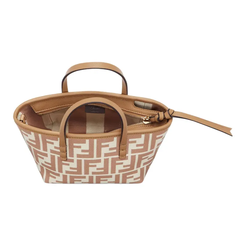 FENDI FF Jacquard Fabric Tote Bag, Shopping Bag, Shoulder Bag, Crossbody Bag Mini Women's Beige-3