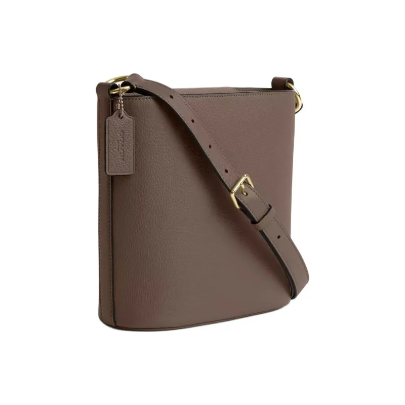 COACH Pebbled Leather Bucket Bags Crossbody Bag, Shoulder Bag Trumpets Women's Dark Limestone Brown-1