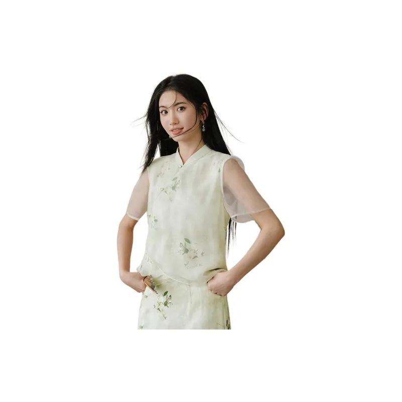 Hopeshow Shirt Women's Green Floral-1