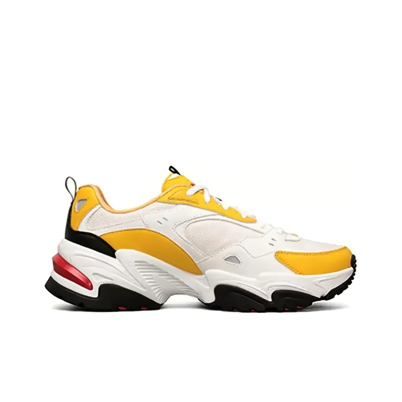 Skechers Stamina V2 Cushioned Slip Resistant Abrasion Resistant Breathable Low Top Chunky Sneakers Men's White Yellow-1