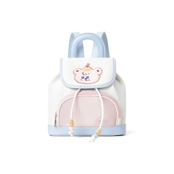Sound For Life Synthetic Leather Backpack Medium Size Women's White-Blue/white-Powder