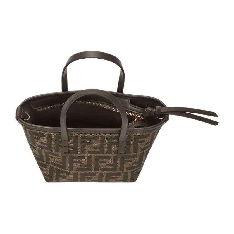 FENDI FF Calfskin Tote Bag Shopping Bag Shoulder Bag Crossbody Bag Mini Women's Brown-3