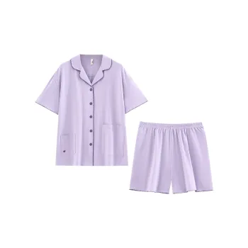 White Ran Pajama Set Women's Purple