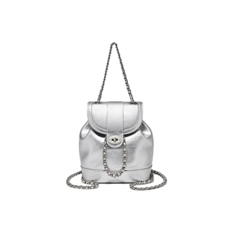Marino Orlandi Synthetic Leather, Cow Split Leather Backpack Trumpets Women's Silver-0