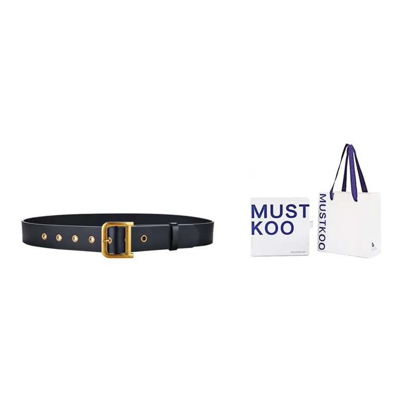 MUSTKOO Belt Genuine Leather, Width 3.8cm, Minimalist Style, Versatile Leather Belts Unisex-0