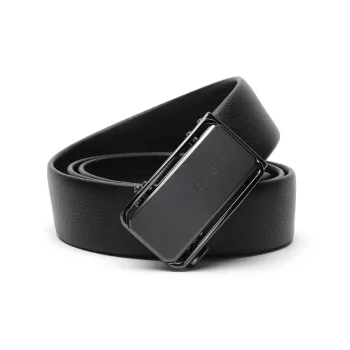 ELLE HOMME Automatic Buckle Belt For Men Fashion Casual Vintage Top Grain Cow Leather Belt Men's Black Width 3.55cm