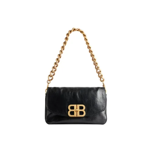 Balenciaga Logo Calfskin Small Handle Shoulder Bag Women's Black