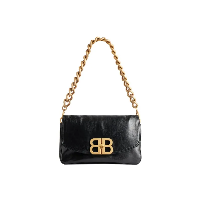Balenciaga Logo Calfskin Small Handle Shoulder Bag Women's Black-0