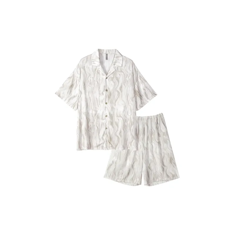 Same Language Pajama Set Women's Daylight White Red Ink Smoke Silk-0