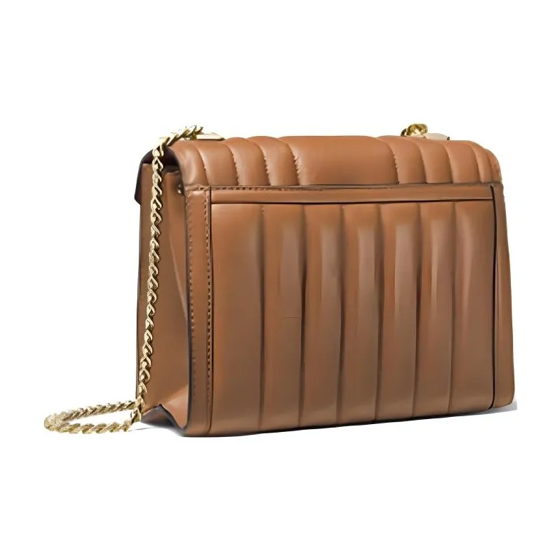 MICHAEL KORS Whitney Embossed Goat Skin Envelope Bag Shoulder Bag Crossbody Bag Large Size Women's Caramel Brown-1