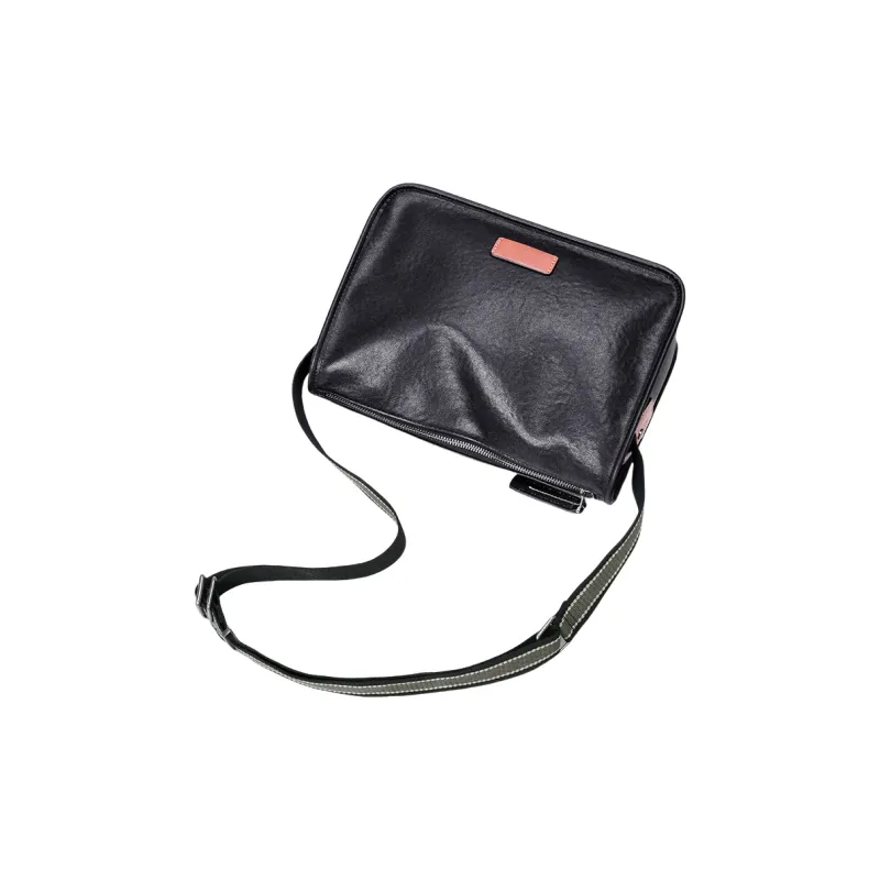 PESASRIE Genuine Cow Leather Messenger Bag, Shoulder Bag, Crossbody Bag Men's Black-5