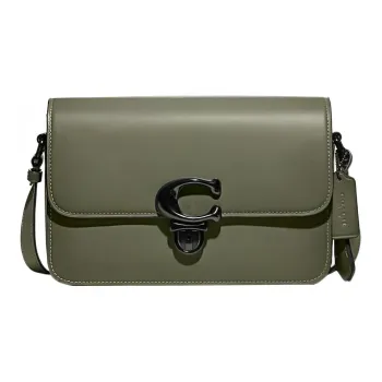 COACH Studio Leather Small Square Bag, Camera Bag, Crossbody Bag Medium Size Women's Army Green