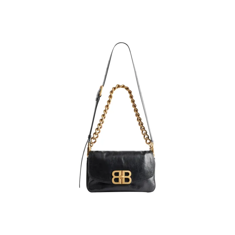Balenciaga Logo Calfskin Small Handle Shoulder Bag Women's Black-1
