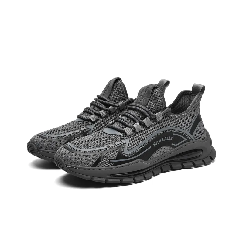 HLA Men's Shoes New Arrival Trendy Casual Shoes Breathable Mesh Flyknit Platform Wear-Resistant Athletic Shoes-9