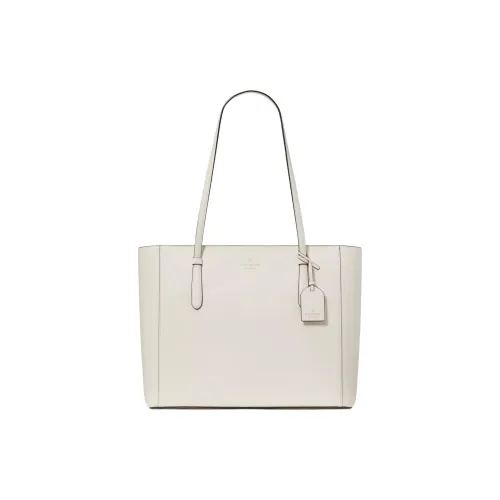 Kate Spade PVC Tote Bag Shopping Bag Shoulder Bag Handbag Medium Size Women's Egg Cream Leather Color