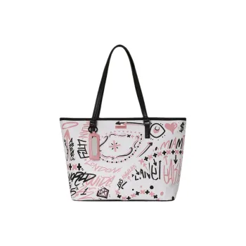 SPRAYGROUND Faux Leather Tote Bag Shopping Bag Shoulder Bag Handbag Regular Women's Pink Black