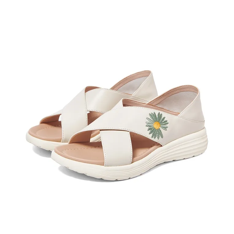 PT'SON Beach Sandals Women's White, Pink-2