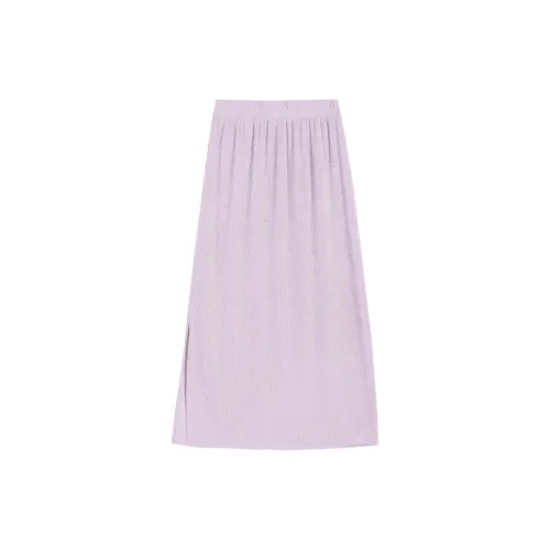 Cubic Casual Long Skirts Women's Light Purple