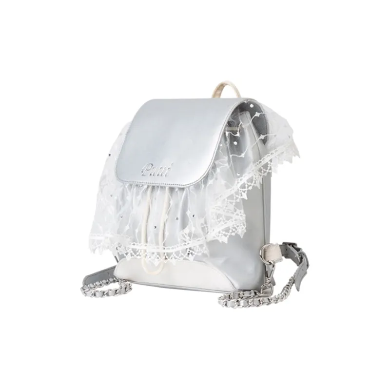 Puui PU Backpack Regular Women's White/Silver-1