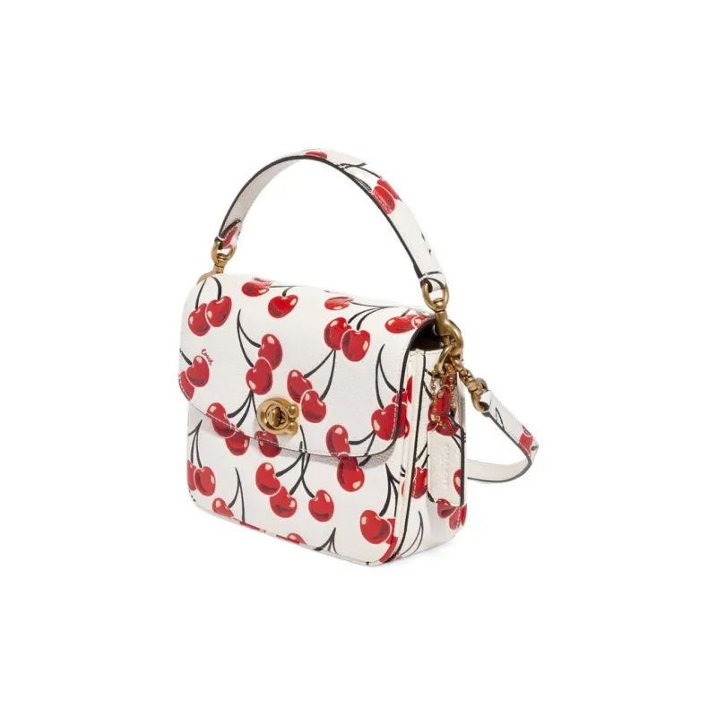 COACH Cassie Leather Handbag, Crossbody Bag Trumpets Women's White Red-1