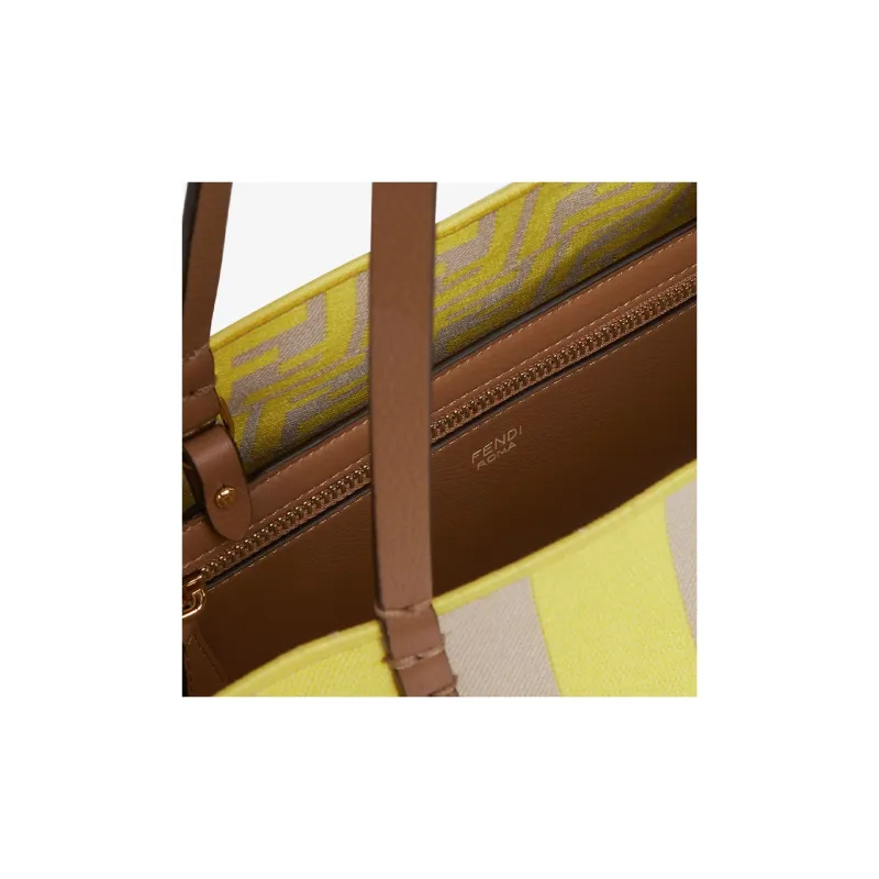 FENDI Jacquard Fabric Tote Bag Shopping Bag Handbag Shoulder Bag Women's Yellow-5