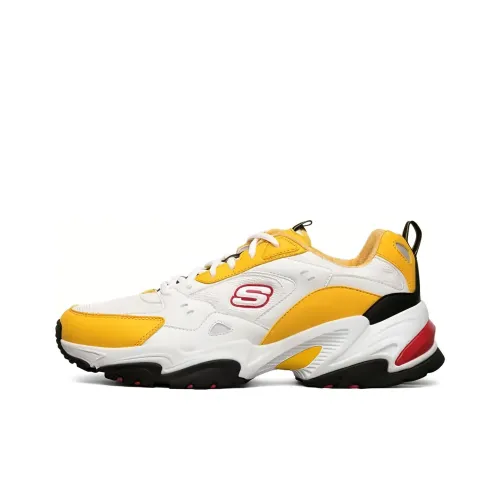 Skechers Stamina V2 Cushioned Slip Resistant Abrasion Resistant Breathable Low Top Chunky Sneakers Men's White Yellow