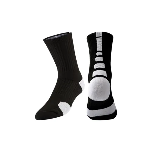 Brute Rabbit Basketball Socks Men's 1 Pack Black White