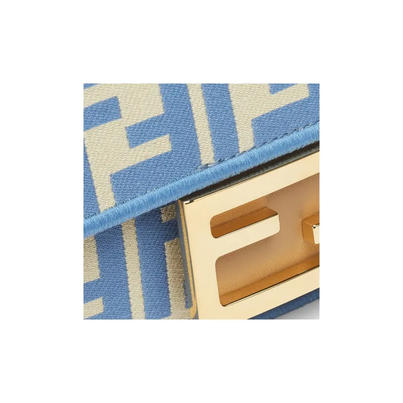 FENDI Baguette Polyurethane With Polyamide And Cotton One Shoulder Handbag, Crossbody Bag Mini Women's Light Blue-4