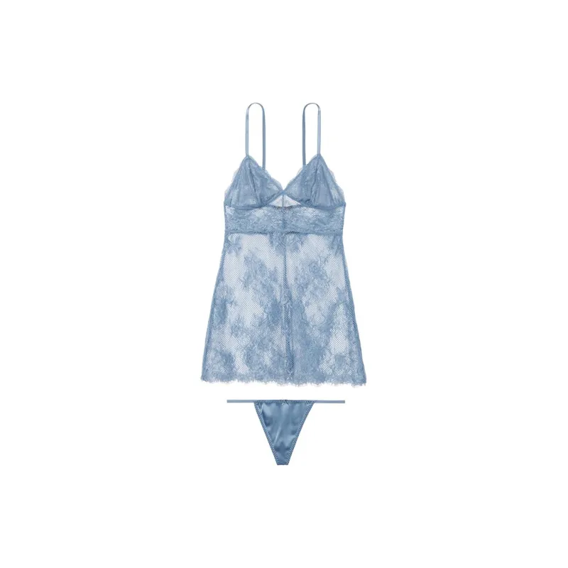 Victoria's Secret SEXY KI Pajama Set Women's Denim Blue-0