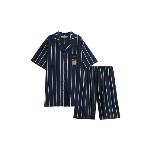 FENTENG x LINE FRIENDS Pajama Set Men's Dark Blue Stripe