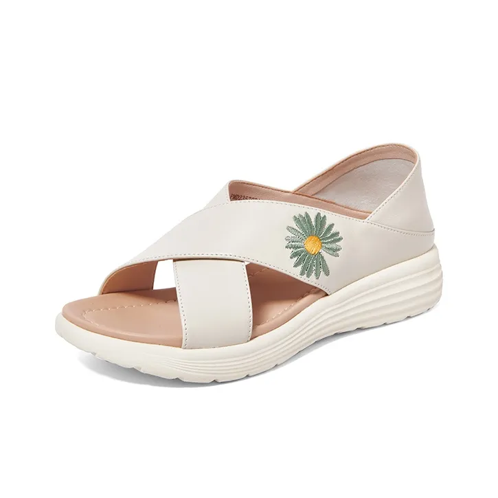 PT'SON Beach Sandals Women's White, Pink-1