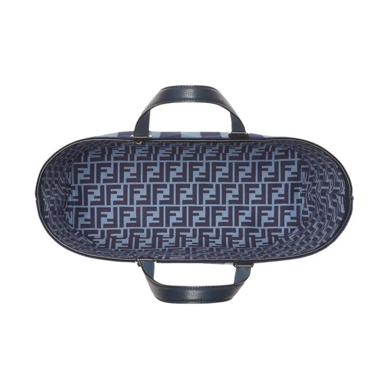FENDI Jacquard Tote Bag Shopping Bag Handbag Men's Blue-3