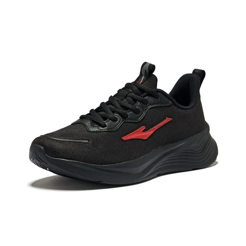 Erke Cushioning Wear Resistant Low Top Running Shoes Men's Jet Black University Red-2