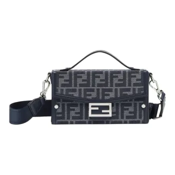FENDI BaguetteTrunk Polyester Crossbody One Shoulder Handbags Men's Blue