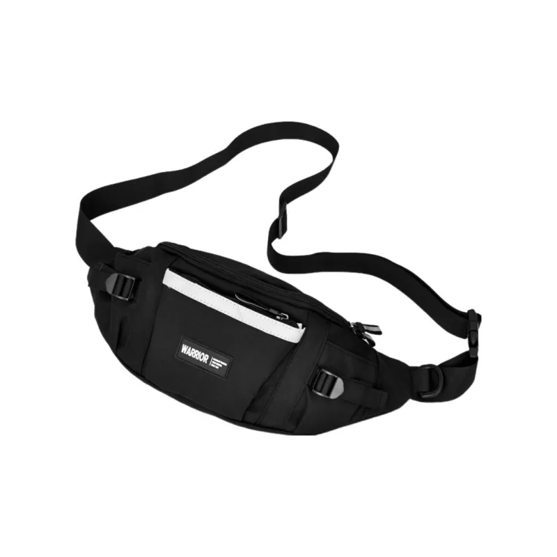 Warrior Nylon Fabric Sling Bag, Fanny Pack, Crossbody Bag Unisex White/Black-4