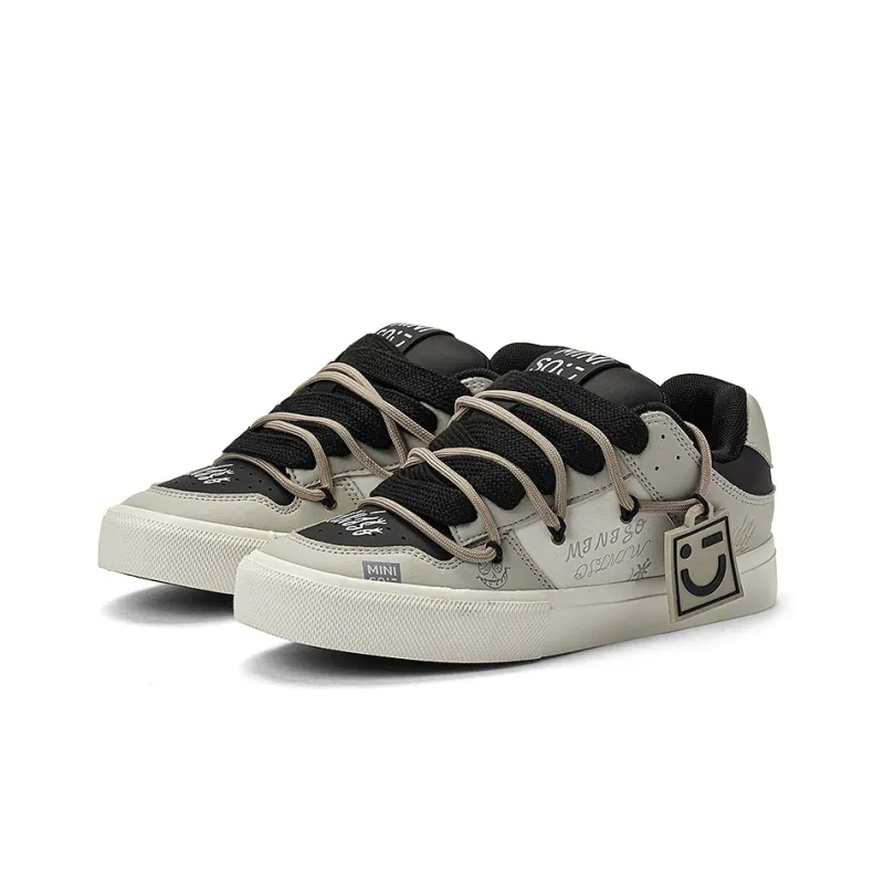 MINISO Low Top Skateboard Shoes Unisex Beige Brown-4