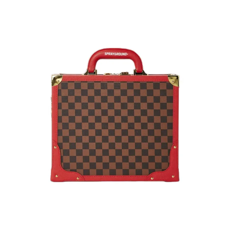 SPRAYGROUND Vegan Leather Briefcases Handbags Unisex Red Brown-4