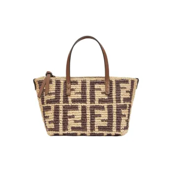 FENDI Raffia Handbag Shoulder Bag Crossbody Bag Mini Women's Brown