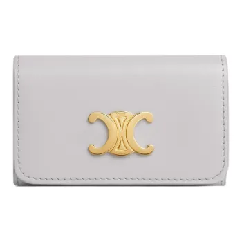 CELINE Triomphe Calfskin Key Pouch Women's Cloudy Gray